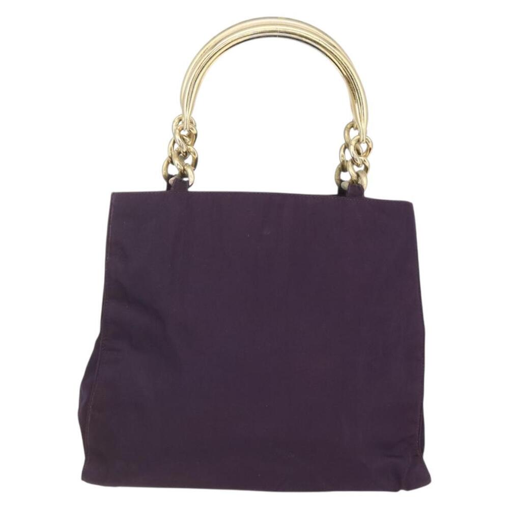 PRADA Hand Bag Nylon Metal Purple Gold Auth 155415 - Picture 2 of 16